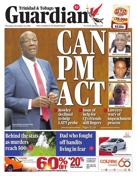The Trinidad and Tobago Guardian is the longest running daily newspaper in the country, marking its centenary in 2017. . Guardian newspaper trinidad